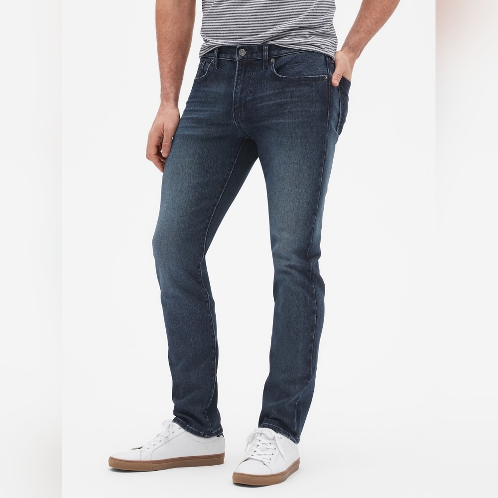 NEW Banana Republic Premium Performance Stretch Distressed Jean Blue Mens 34x30
